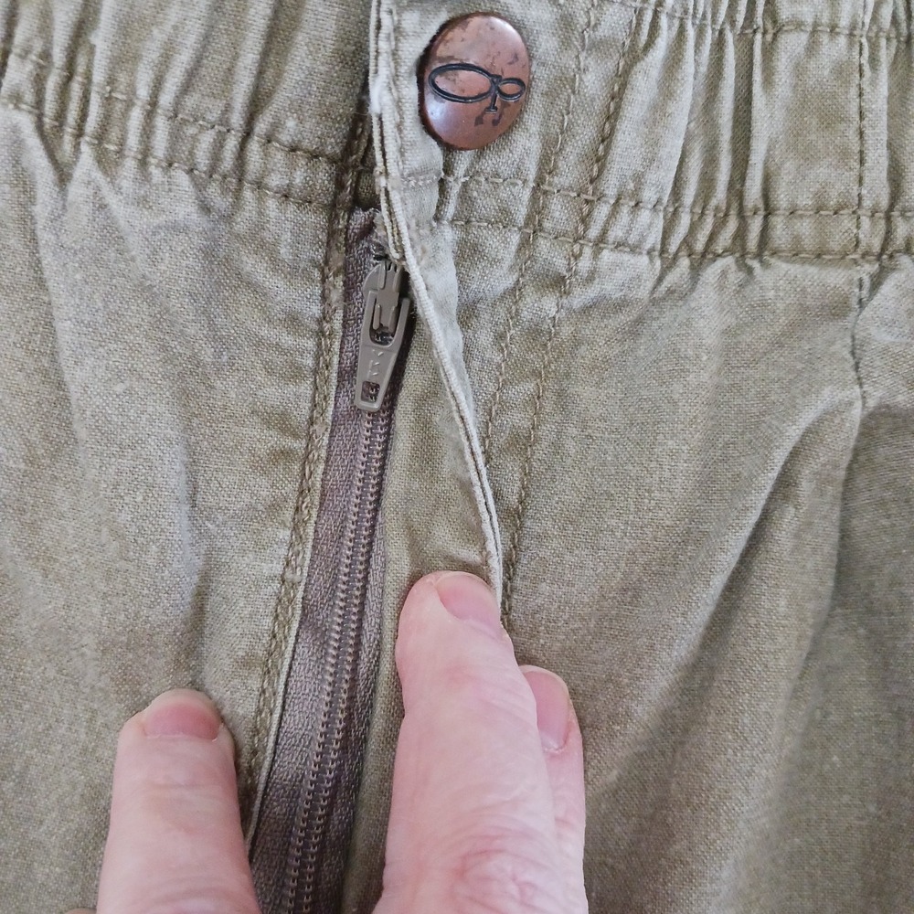 VINTAGE OP Ocean Pacific Tan Shorts Medium Cotton Elastic Waist 90's - Picture 3 of 8
